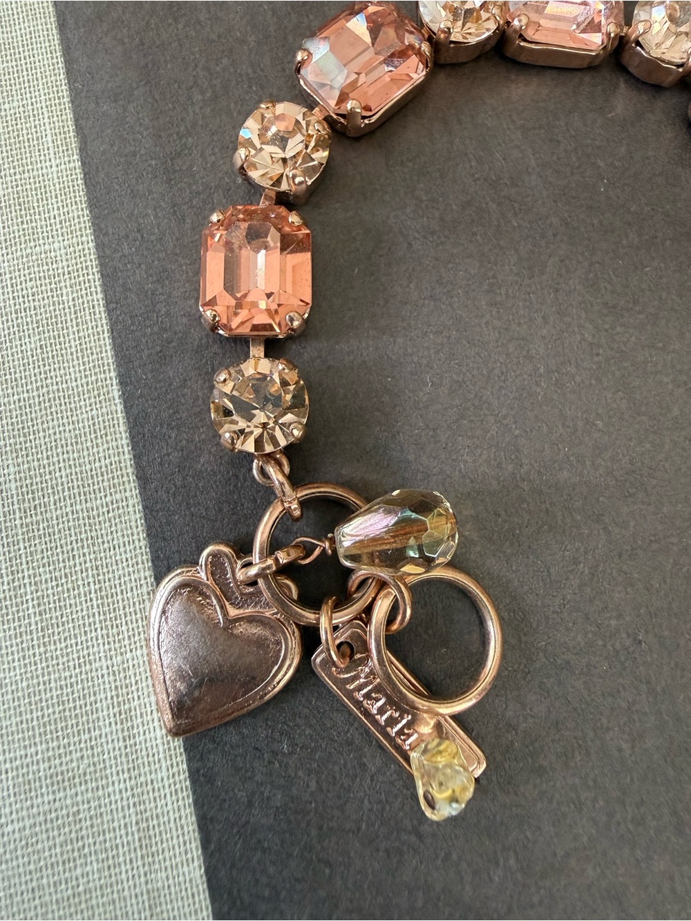 Mariana Rose Gold Peach,Champagne and Blush Crystal Bracelet, Emerald cut, Round - Picture 2 of 4